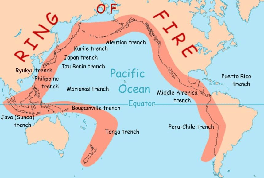 This image illustrates the Philippines’ location within the Pacific Ring of Fire. From Plate Tectonics and the Ring of Fire, by National Geographic Education (n.d.).